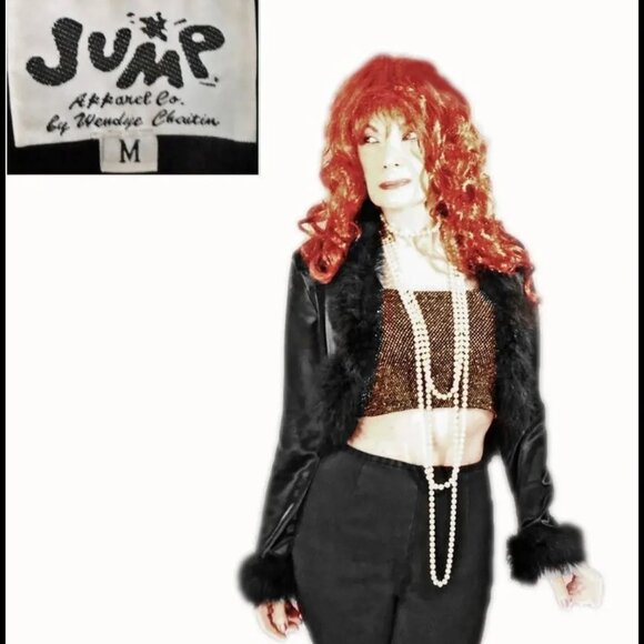 Vintage Black Satin Bolero, Satin with Maribou Feathers - 80s - Picture 5 of 12